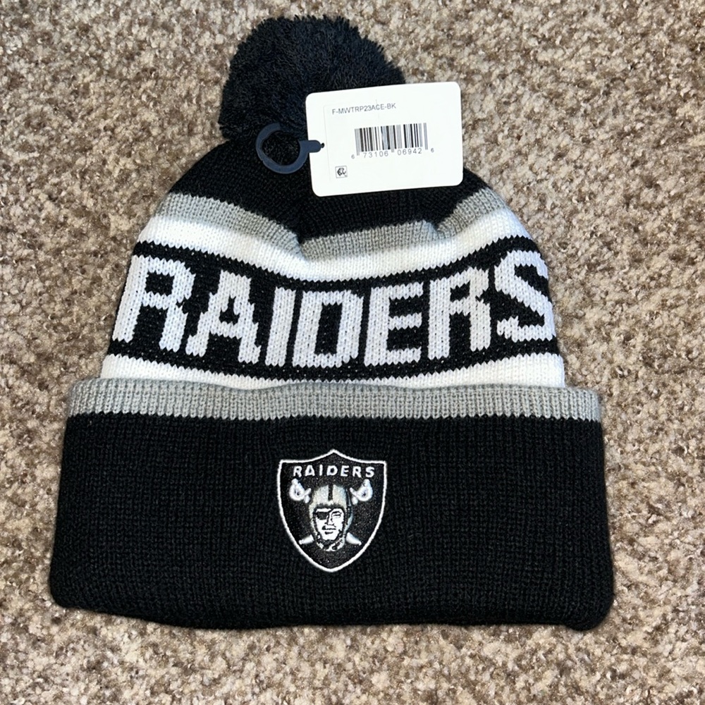 Black / White / Gray - Raiders Beanie - NFL